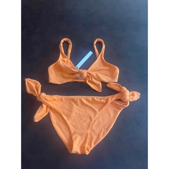 NWT Susana Monaco tie bikini set in nectarine orange size small - Picture 6 of 9